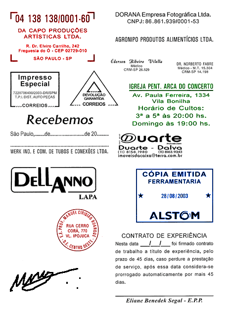 Exemplos de carimbos de madeira
